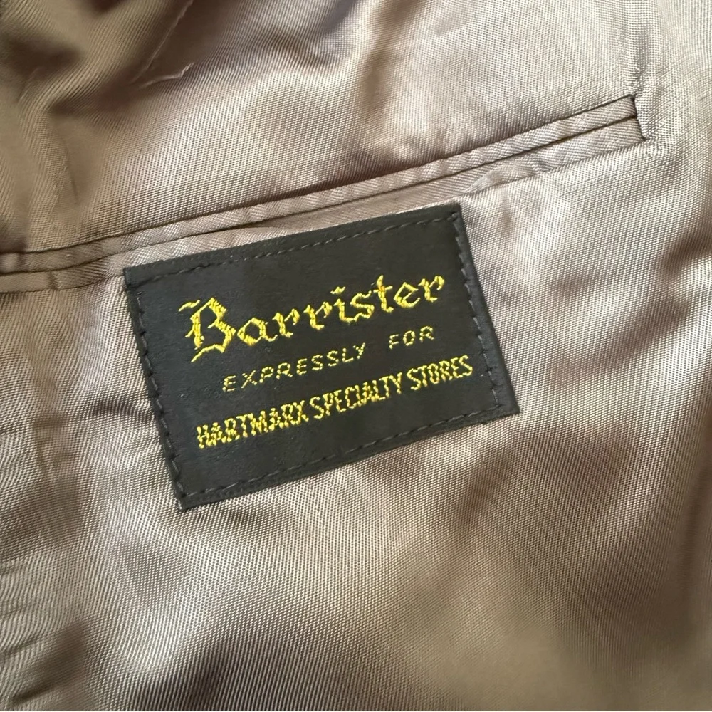 Vintage Barrister 100% Camel Hair Blazer Grey Plaid Herringbone Two Button, 42L